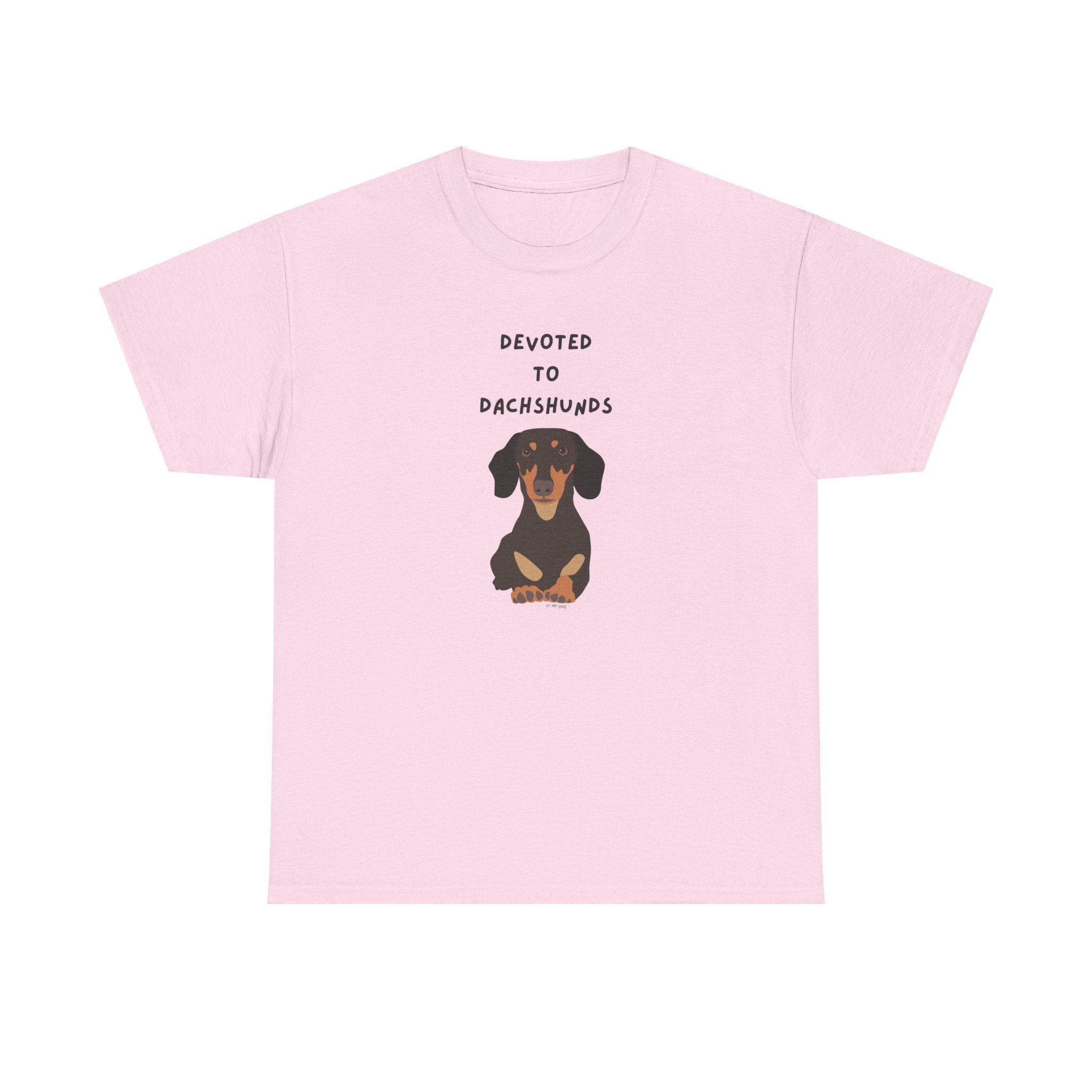 Devoted To Dachshunds Sausage Dog Printed T-Shirt 100% Cotton Novelty Cute Dog Tee Gift Light Pink