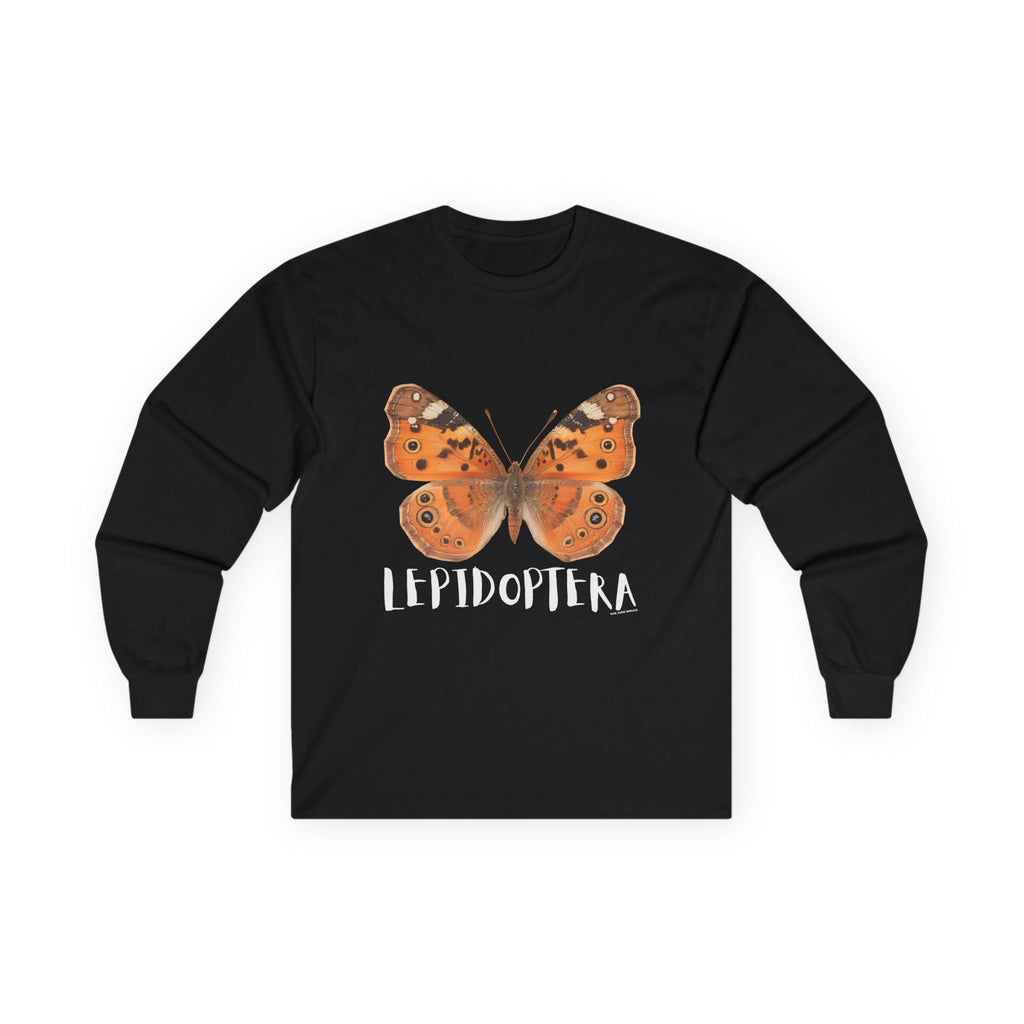 Lepidoptera Butterfly Long Sleeve Tee 100% Cotton Retro Insect Order T-Shirt Gift Black
