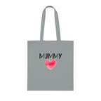 Mummy Heart Printed Cotton Tote Bag Reusable Shopping Bag Mum Mom Mother's Day Gift One size Grey