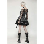 Dark in Love Ida Punk Grey Tartan Metal Studded Dress