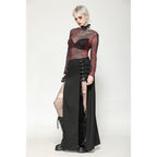 Dark in Love Carson Black and Red Tie-Dye Mesh Versatile Basic Top