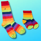 Rainbow Stripe Matching Bamboo Socks (Adult & Child) UK 7-11 (US 8-12 EU 40-47)