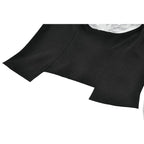 Dark in Love Court-Style Black & White Lace Blouse