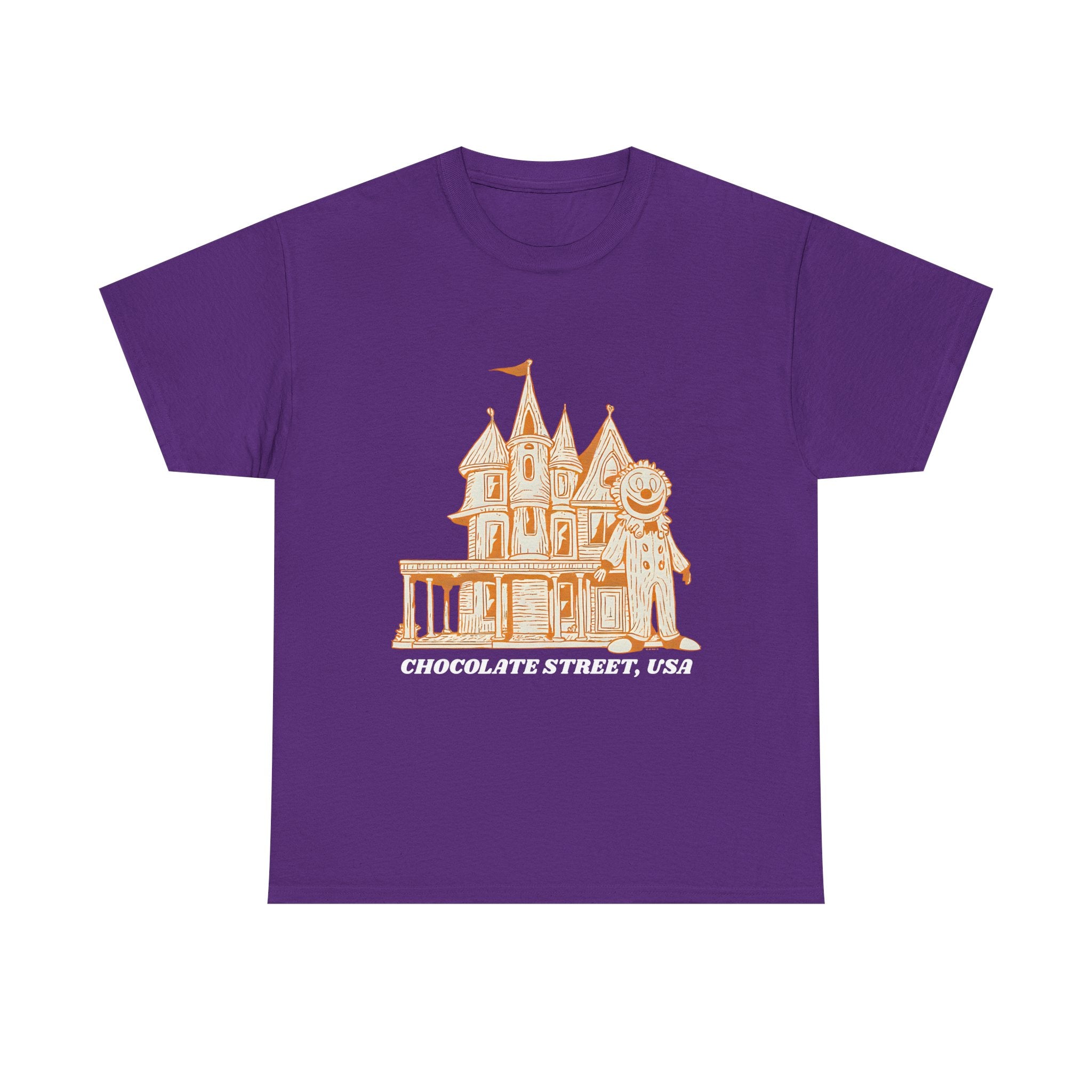 Chocolate Street USA Printed T-Shirt 100% Cotton Retro American Tee Purple