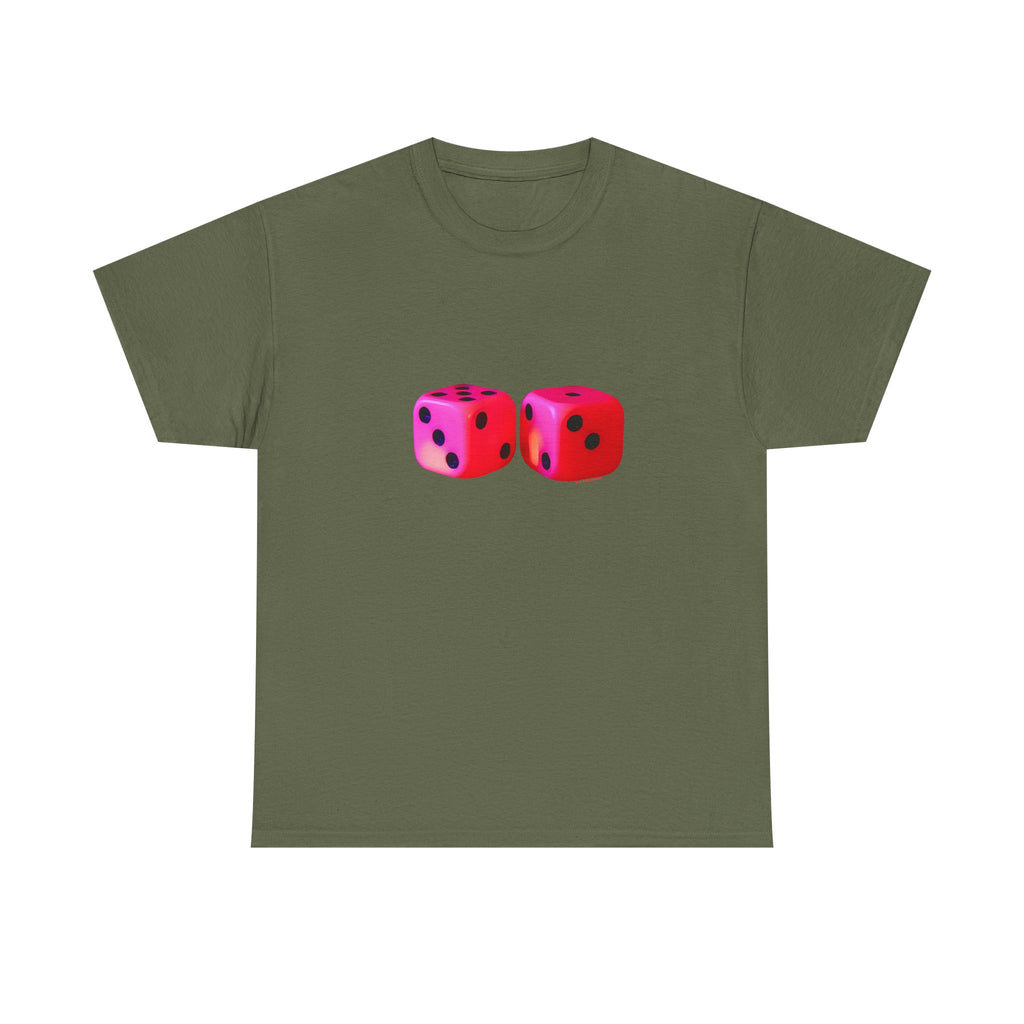Neon Dice Printed T-Shirt 100% Cotton Lucky Dice Casino Tee Gift Military Green
