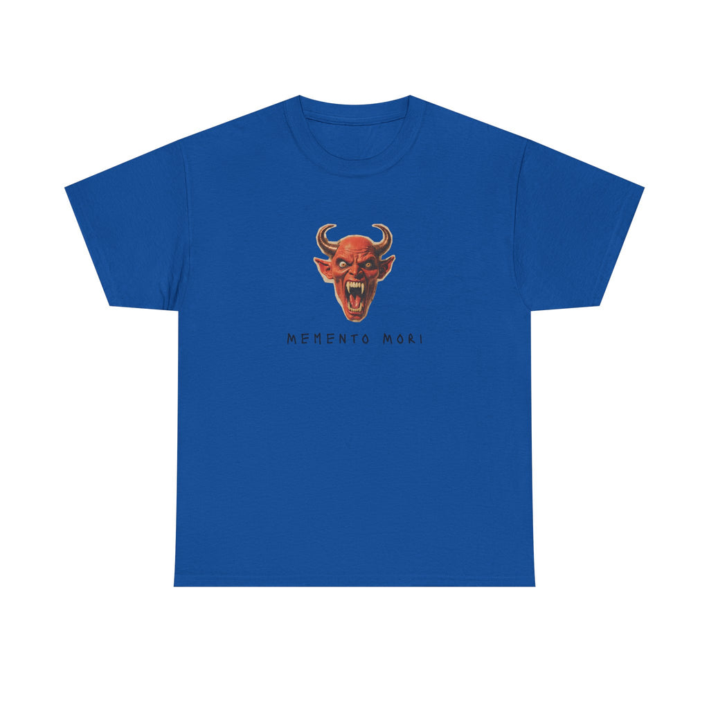 Memento Mori Devil Printed T-Shirt 100% Cotton Halloween Scary Satan Tee Gift Royal