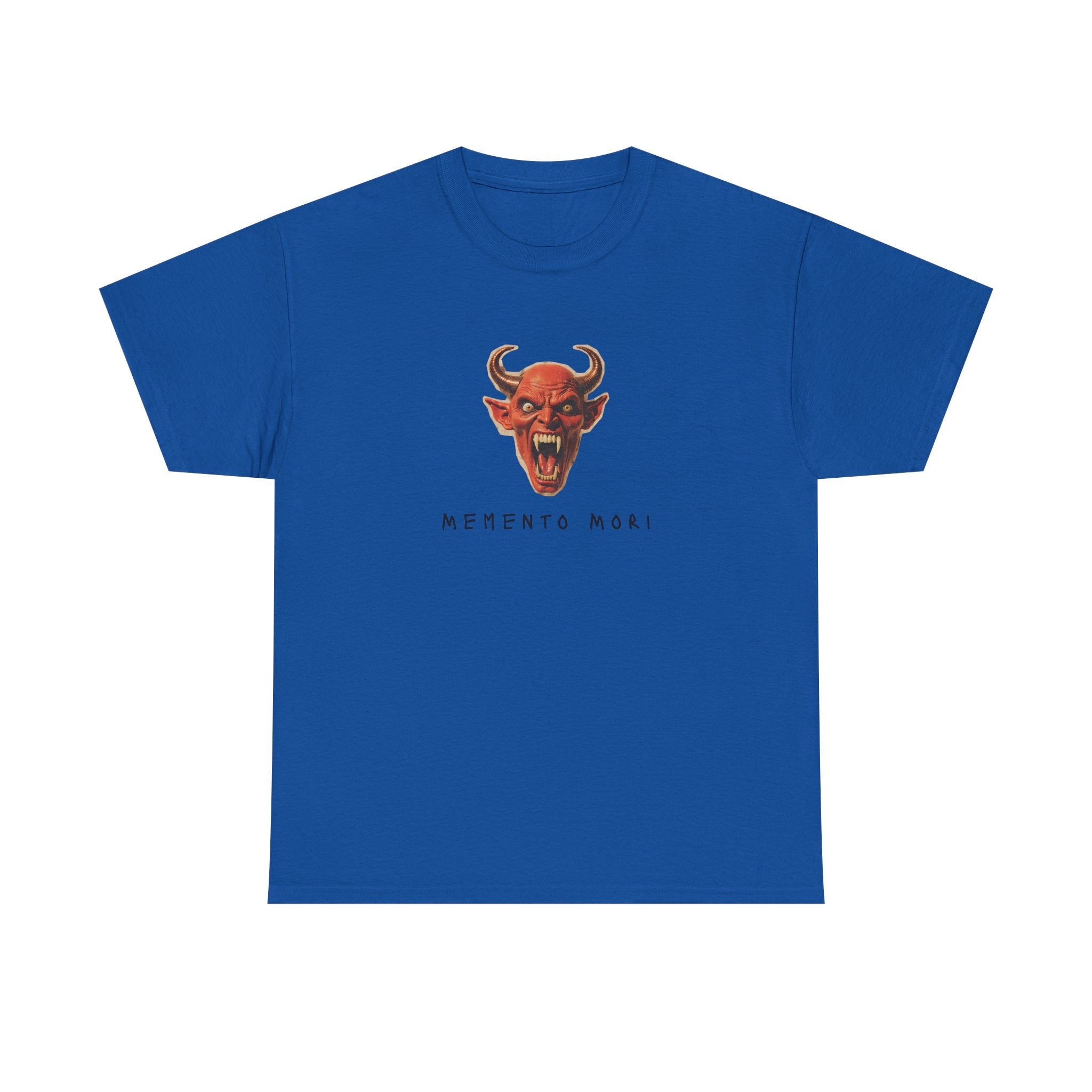 Memento Mori Devil Printed T-Shirt 100% Cotton Halloween Scary Satan Tee Gift Royal