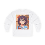 Geek Anime Girl Long Sleeve Tee 100% Cotton Retro Japanese Cartoon T-Shirt Gift White