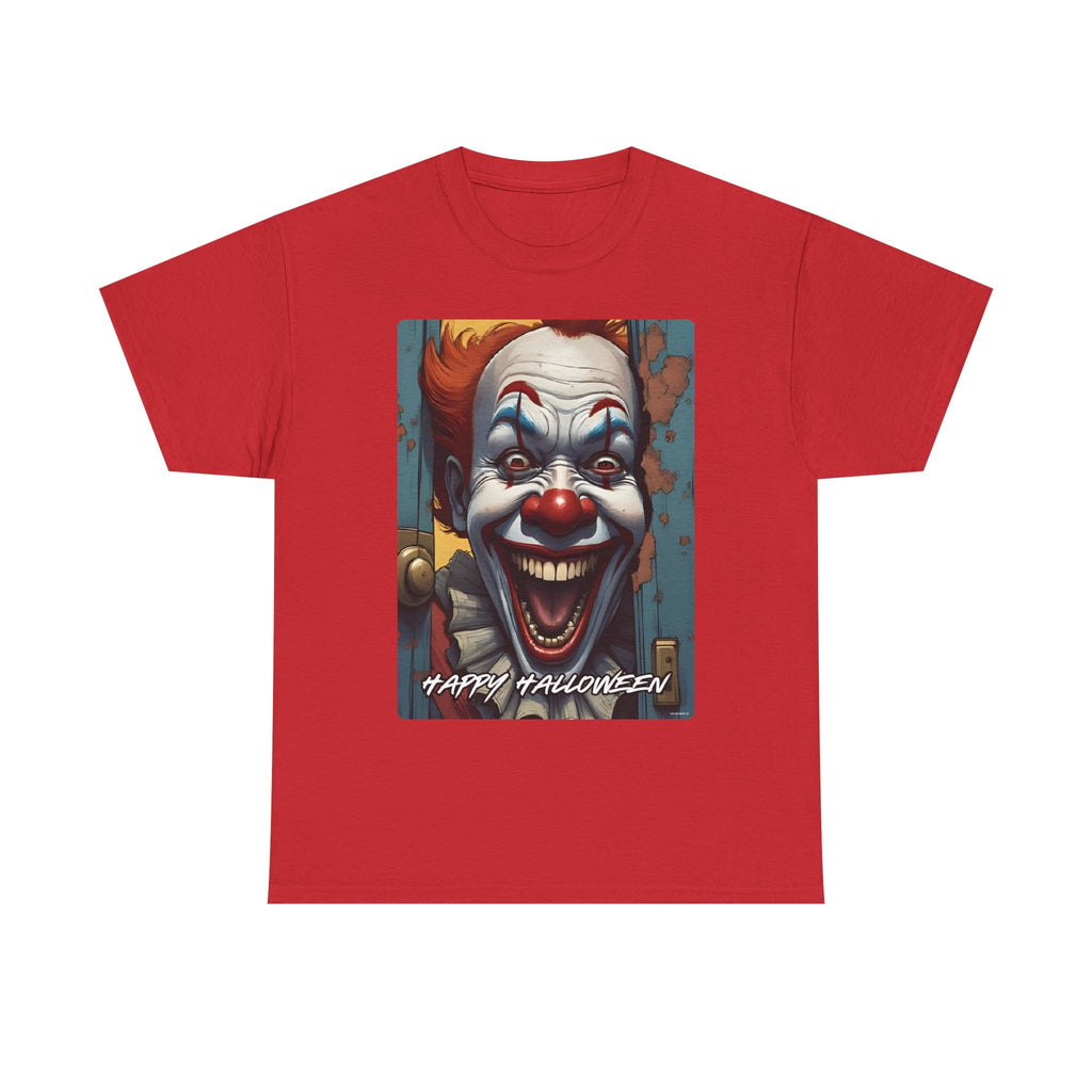 Happy Halloween Clown Novelty Printed T-Shirt 100% Cotton Scary Halloween Tee Red