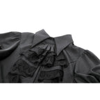 Dark in Love Viktoria Lace Ruffle Gothic Blouse in Black