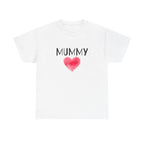 Mummy Heart Printed T-Shirt 100% Cotton Novelty Mum Mom Tee Birthday Mother's Day Gift White