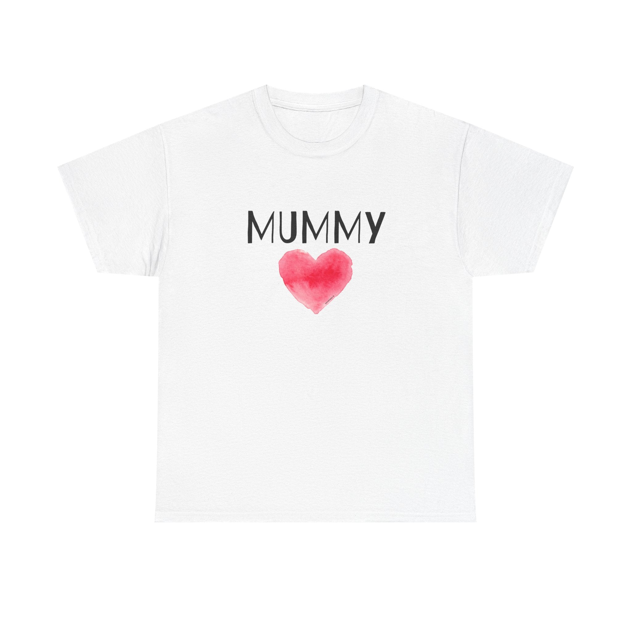 Mummy Heart Printed T-Shirt 100% Cotton Novelty Mum Mom Tee Birthday Mother's Day Gift White