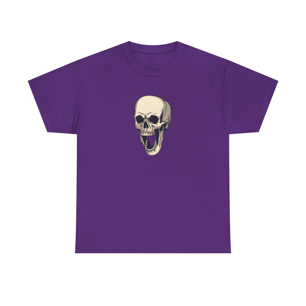 Laughing Skull Printed T-Shirt 100% Cotton Novelty Scary Halloween Tee Purple