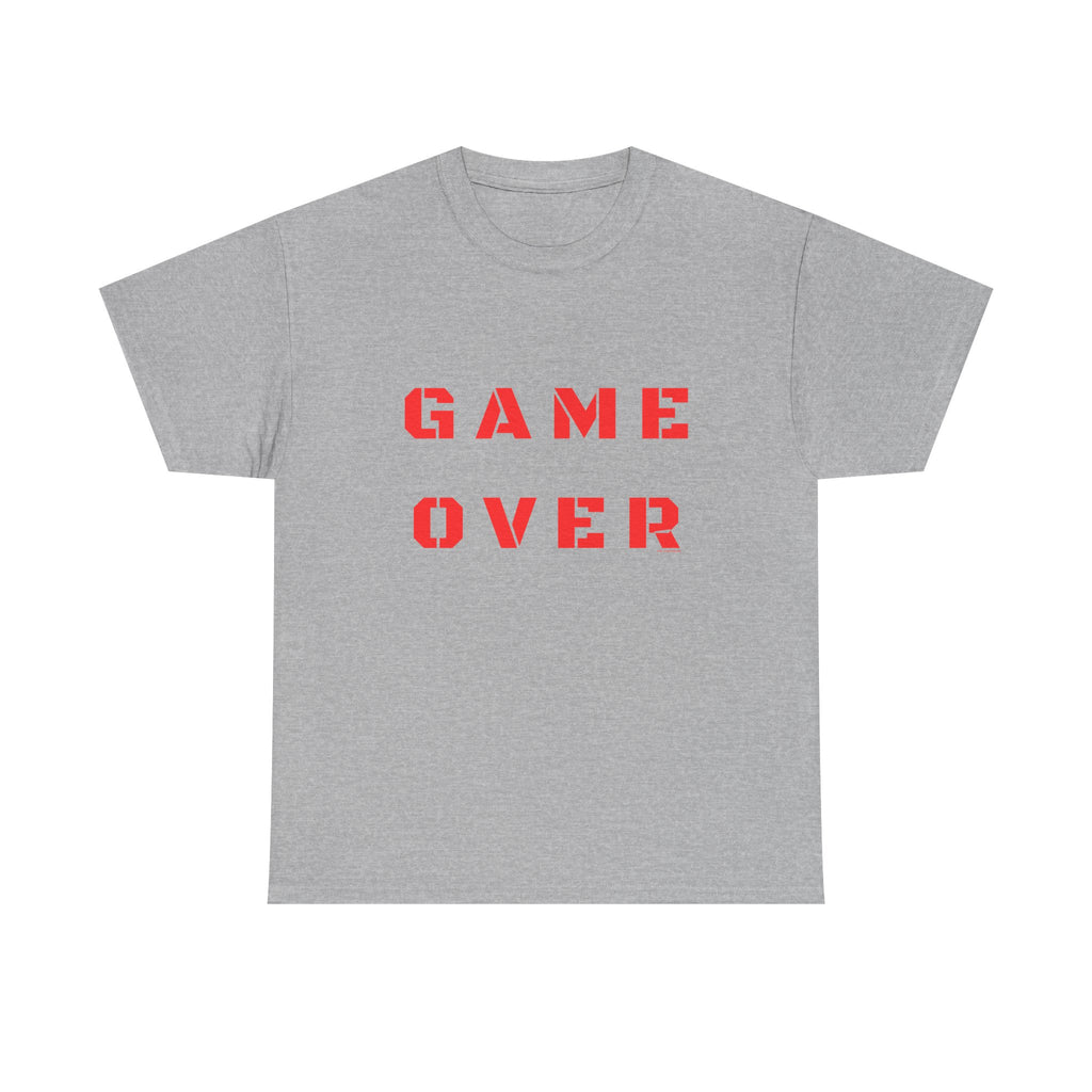 Game Over Printed T-Shirt 100% Cotton Novelty Gamer Tee Gift Sport Grey
