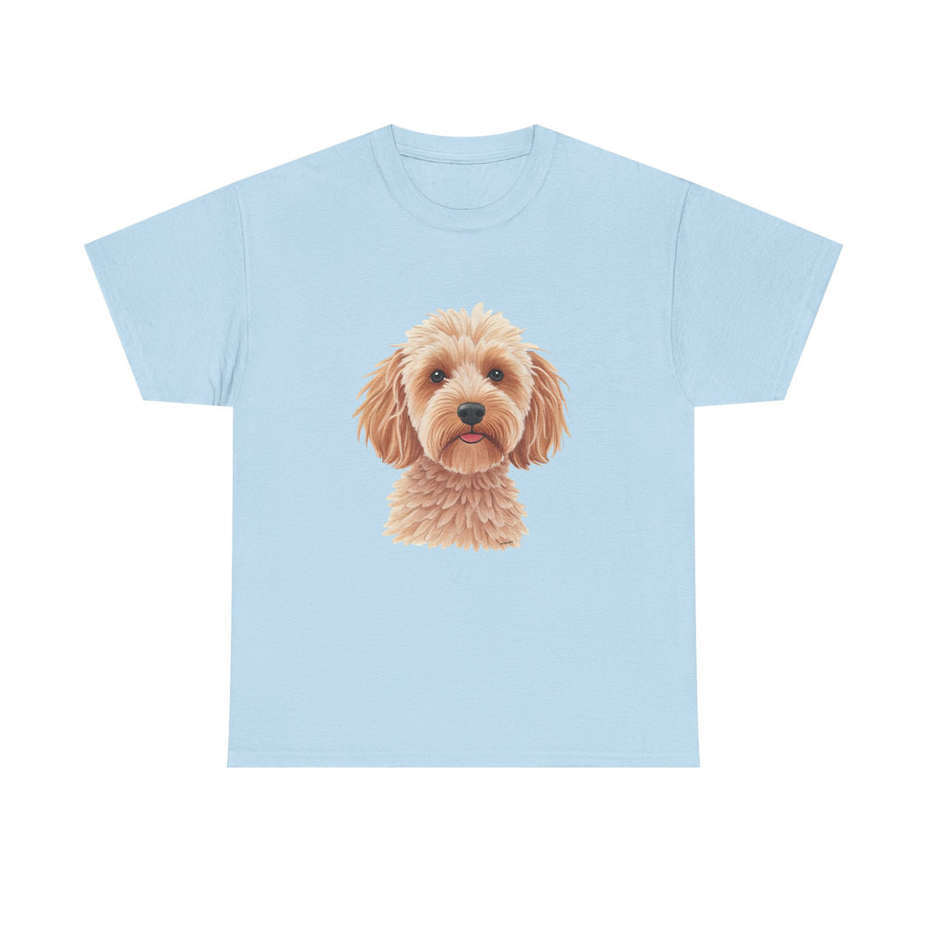 Light Cockapoo Printed T-Shirt 100% Cotton Novelty Cute Dog Tee Gift Light Blue