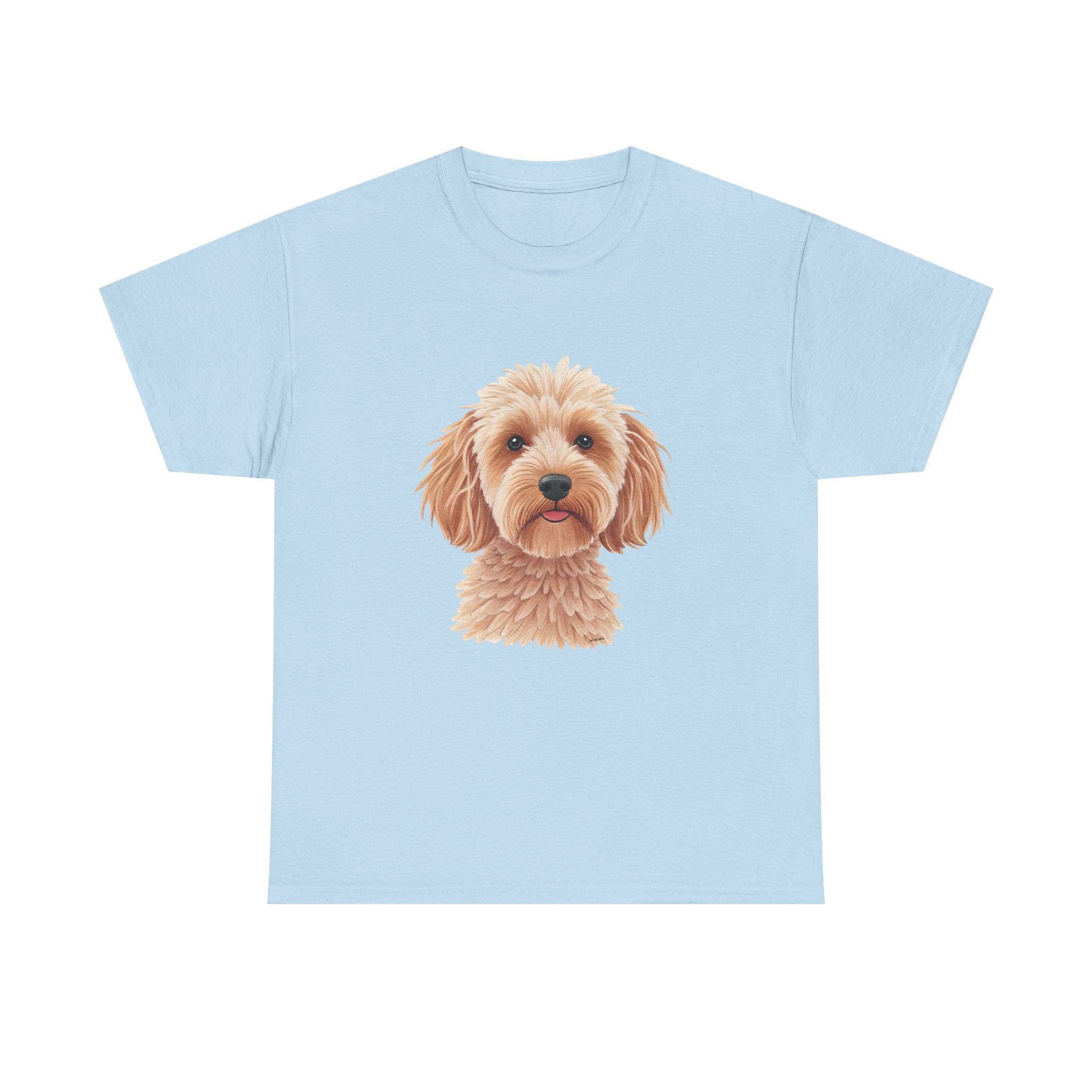 Light Cockapoo Printed T-Shirt 100% Cotton Novelty Cute Dog Tee Gift Light Blue