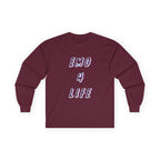 Emo 4 Life Long Sleeve Tee 100% Cotton Retro Glitch Quote T-Shirt Emo Goth Alternative Gift Maroon
