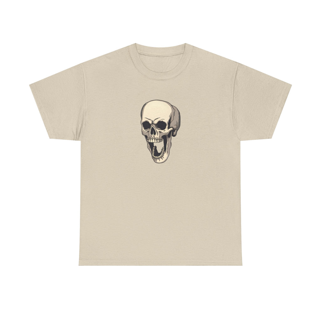 Laughing Skull Printed T-Shirt 100% Cotton Novelty Scary Halloween Tee Sand
