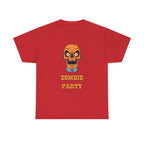 Zombie Party Printed T-Shirt 100% Cotton Novelty Scary Skull Halloween Tee Red