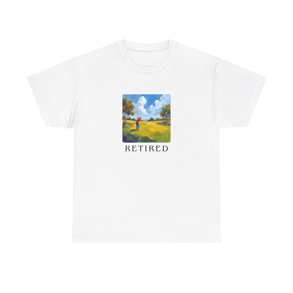 Retired Golf Printed T-Shirt 100% Cotton Novelty Grandad Retirement Golfer Tee Gift White