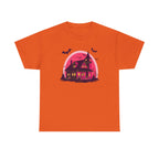 Haunted House Printed T-Shirt 100% Cotton Novelty Scary Halloween Tee Orange