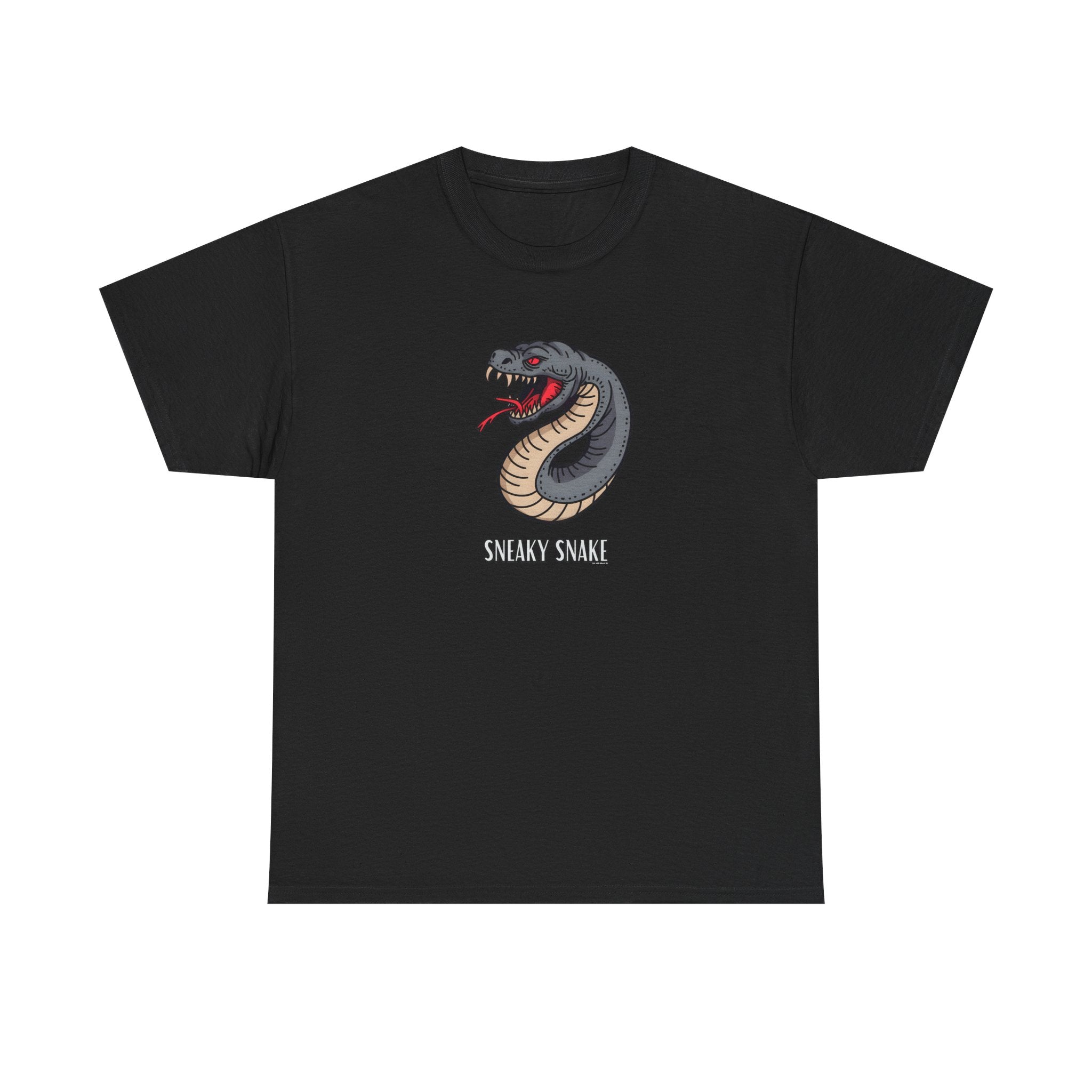 Sneaky Snake Printed T-Shirt 100% Cotton Novelty Scary Halloween Tee Black