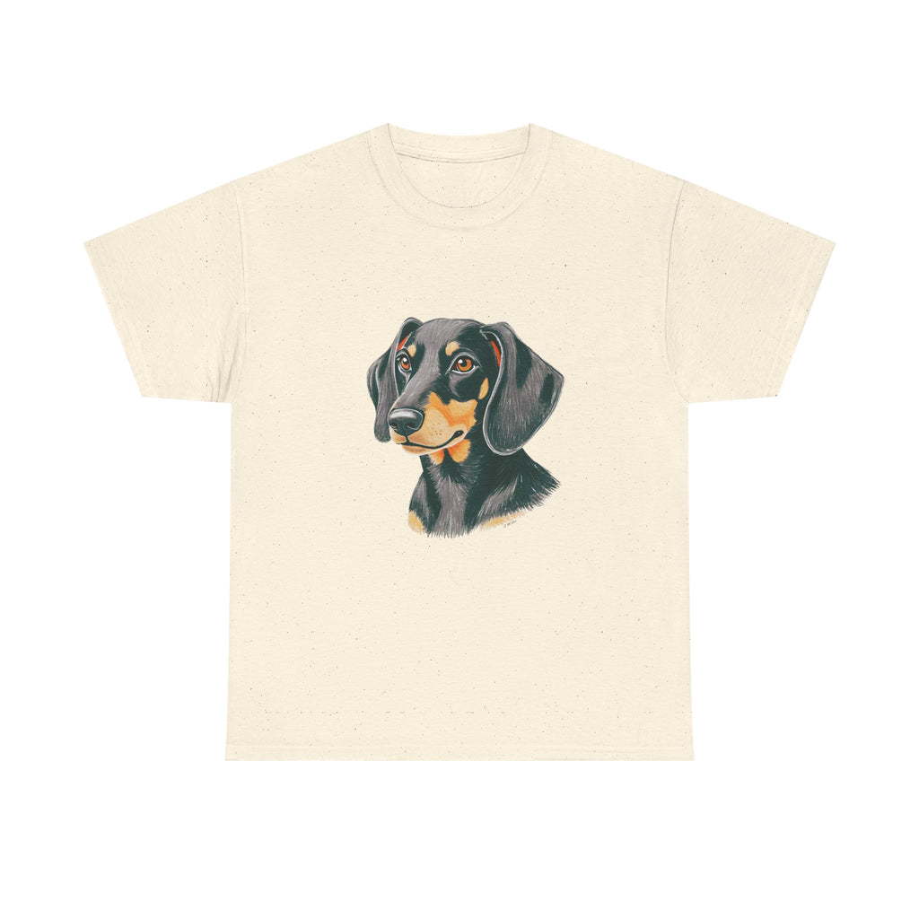 Dachsund Sausage Dog Printed T-Shirt 100% Cotton Novelty Cute Dog Tee Gift Natural