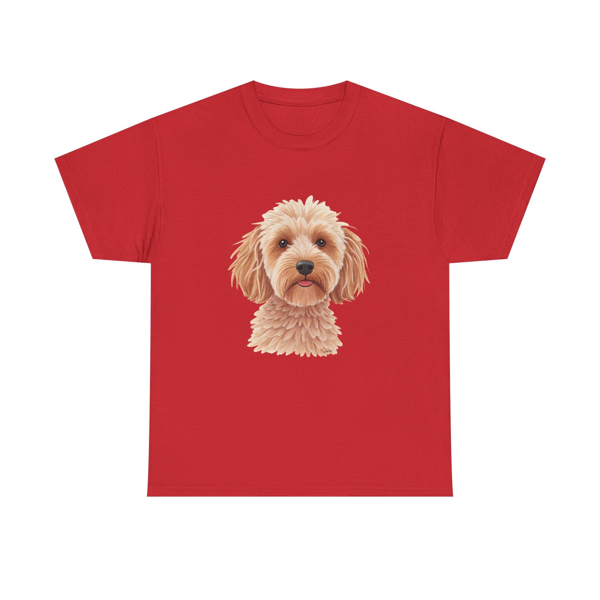Light Cockapoo Printed T-Shirt 100% Cotton Novelty Cute Dog Tee Gift Red