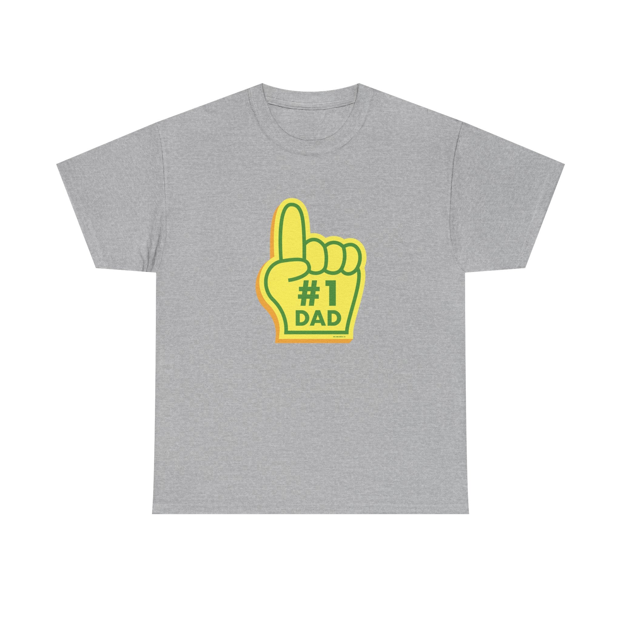 Novelty #1 Dad Hand Printed T-Shirt 100% Cotton Retro Dad Tee Birthday Father's Day Gift Sport Grey