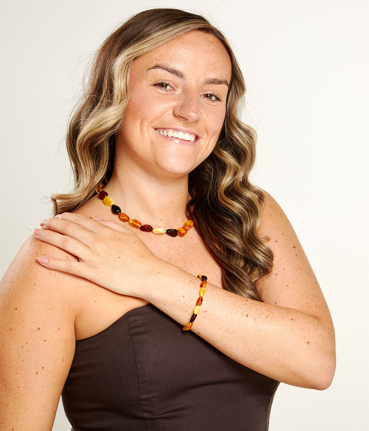 RAW Amber Multicolour Beaded Necklace 45cm