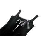 Dark in Love Lux Black Velvet Horn Embroidery Maxi Dress