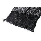 Dark in Love Aoife Black Hollow Lace Elastic Pleated Waist Eyelash Lace Cuff Top