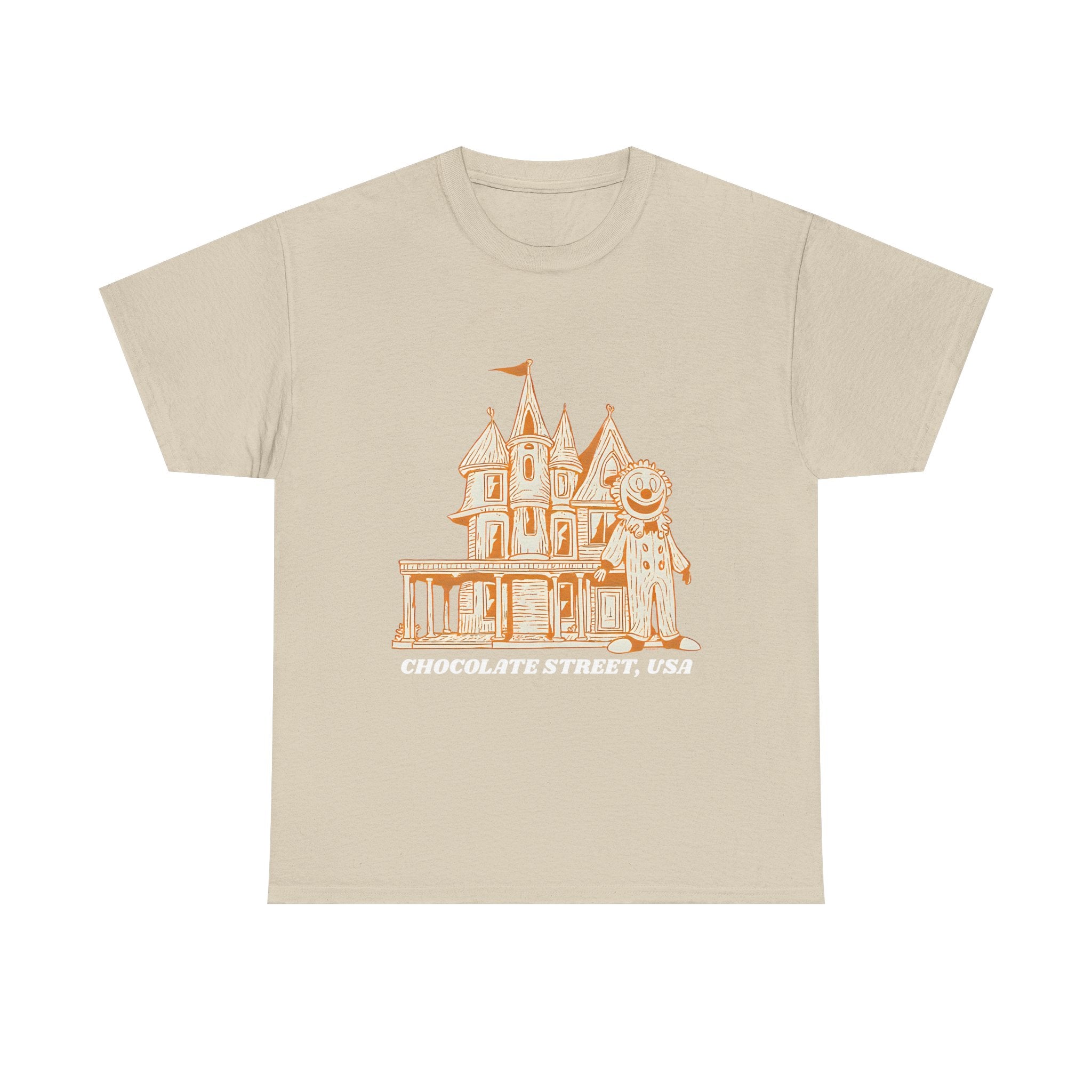 Chocolate Street USA Printed T-Shirt 100% Cotton Retro American Tee Sand
