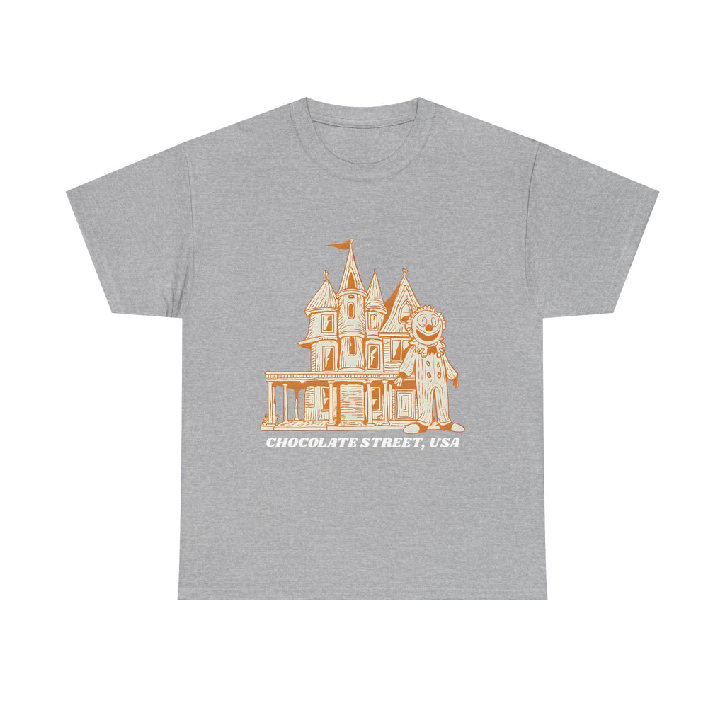Chocolate Street USA Printed T-Shirt 100% Cotton Retro American Tee Sport Grey