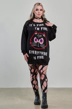 Gothic Jumper Dress Black Oversized Knit Banned Apparel