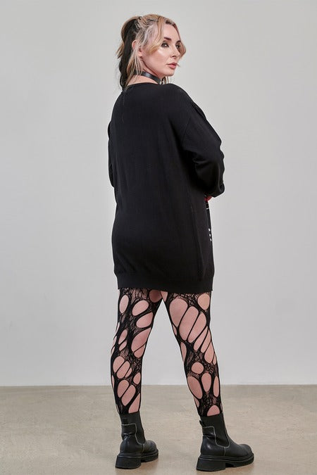 Gothic Jumper Dress Black Oversized Knit Banned Apparel
