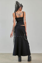 Gothic Cargo Skirt Black Zip Off Punk Style Banned