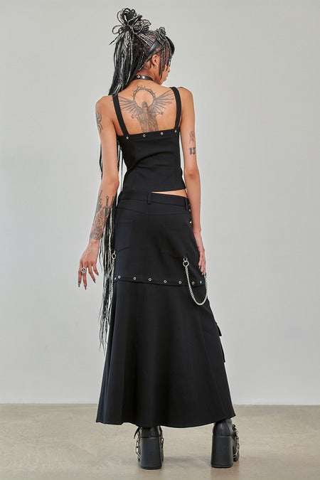 Gothic Cargo Skirt Black Zip Off Punk Style Banned