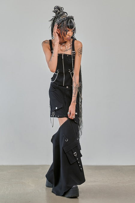 Gothic Cargo Skirt Black Zip Off Punk Style Banned