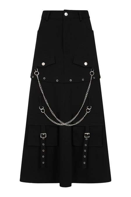 Gothic Cargo Skirt Black Zip Off Punk Style Banned