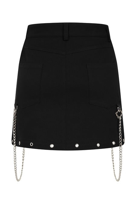 Gothic Cargo Skirt Black Zip Off Punk Style Banned