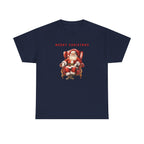 Merry Christmas Santa Throne Printed T-Shirt 100% Cotton Novelty Santa Claus Xmas Tee Gift Navy