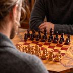 Handcrafted Olive Wood Chess Set – Premium Flat Wooden Chess Board in Red & Black (Multiple Sizes Available)