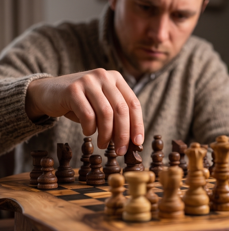 Handcrafted Olive Wood Chess Set – Premium Flat Wooden Chess Board in Red & Black (Multiple Sizes Available)