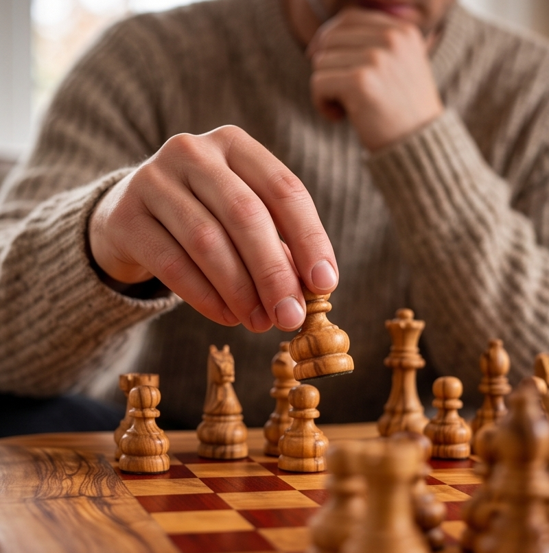 Handcrafted Olive Wood Chess Set – Premium Flat Wooden Chess Board in Red & Black (Multiple Sizes Available)