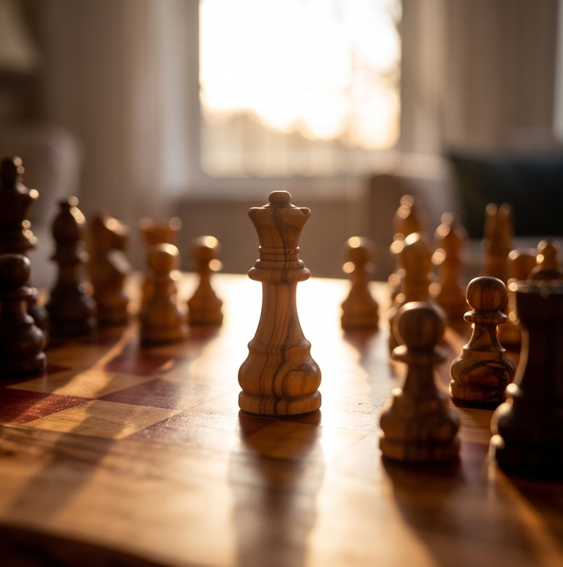 Handcrafted Olive Wood Chess Set – Premium Flat Wooden Chess Board in Red & Black (Multiple Sizes Available)
