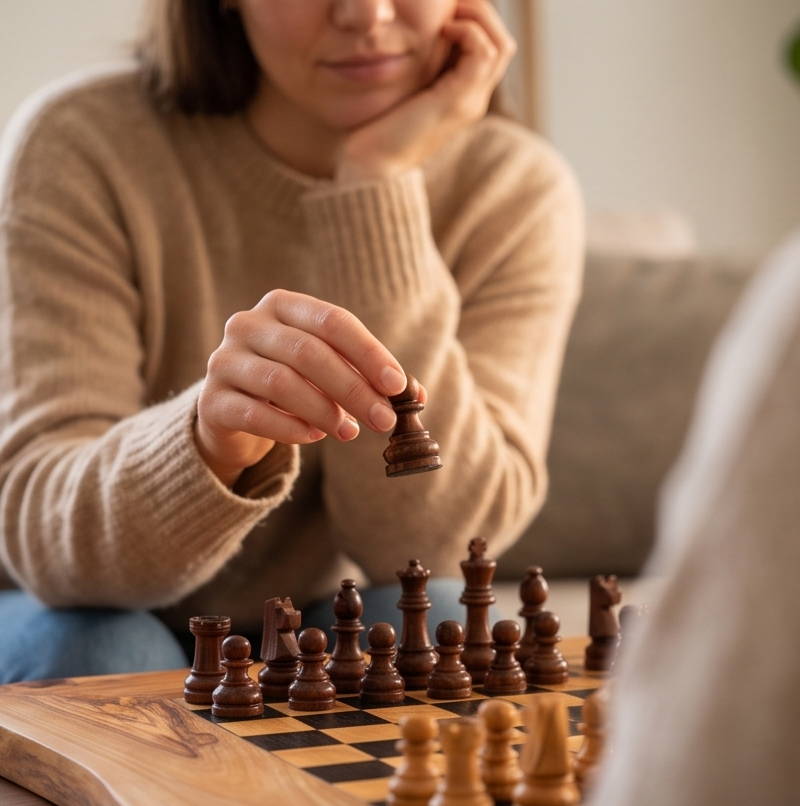 Handcrafted Olive Wood Chess Set – Premium Flat Wooden Chess Board in Red & Black (Multiple Sizes Available)