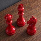 Giant Red Chess Pieces Decor Set of 3 - King, Queen & Knight Sculptures