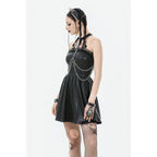 Dark in Love Valentina Red Velvet Mesh Panel Goth Dress