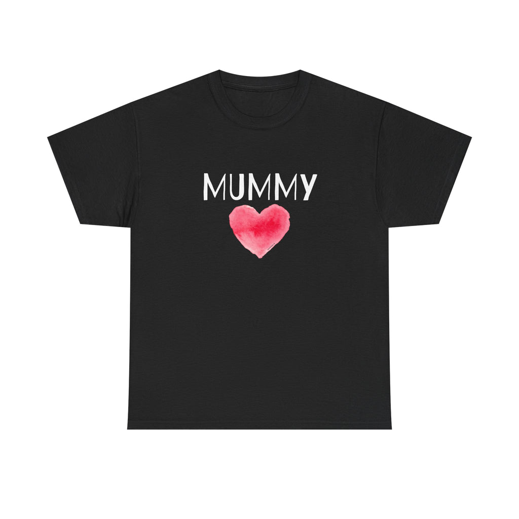 Mummy Heart Printed T-Shirt 100% Cotton Novelty Mum Mom Tee Birthday Mother's Day Gift Black
